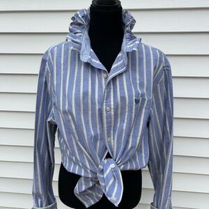 Blue and White Striped Button-Up Shirt